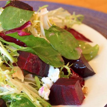 Roasted Beet Salad with Walnuts, Goat Cheese & Honey-Dijon Vinaigrette