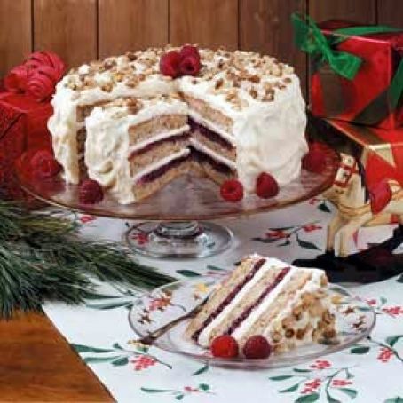 Walnut Raspberry Torte