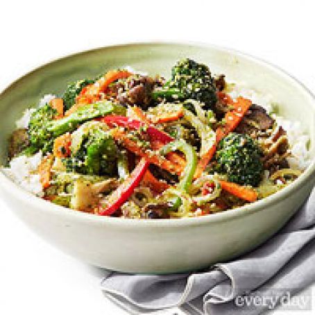 Stir-Fry Veggies with Ginger-Almond Pesto