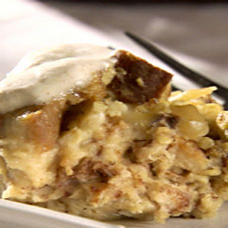 Apple-Cinnamon Bread Pudding with Ginger Ale Sauce