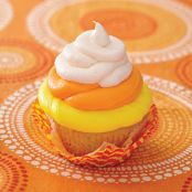 Orange Angel Food Cupcakes with Candy Corn Buttercream