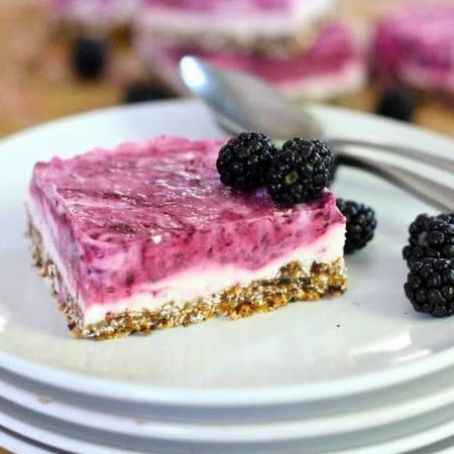 Gluten Free No Bake Blackberry Frozen Cheesecake