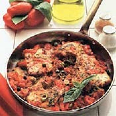 TUNA STEAKS w/TOMATOES, OLIVES & CAPERS