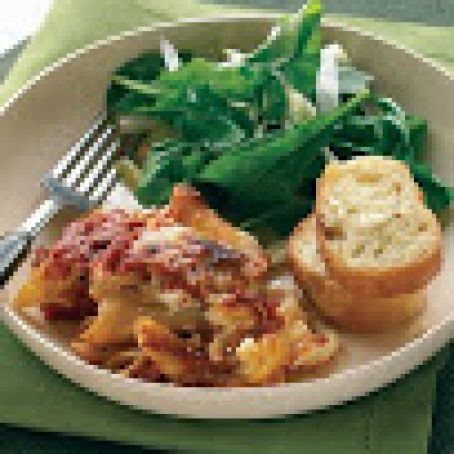 Baked Ziti with Crunchy Italian Salad and Garlic Bread