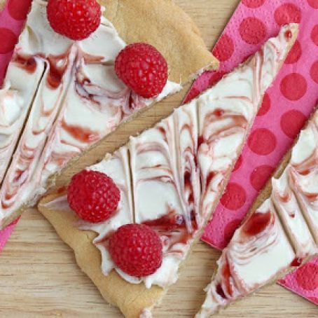 Raspberry Cheesecake Cookie Pizza