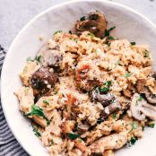 One Pot Creamy Parmesan Chicken with Mushroom Rice
