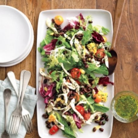 Chickpea Salad with Heirloom Cherry Tomatoes, Corn and Black Beans