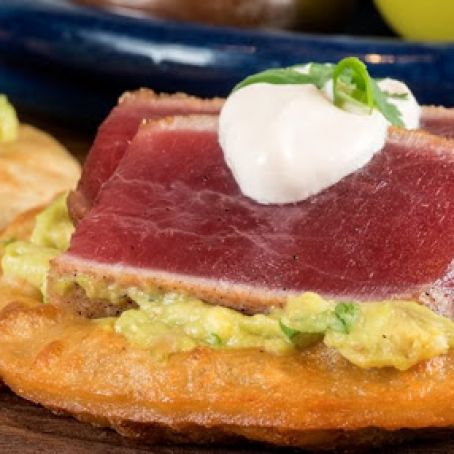 Ahi Tuna Tostadas with Avocado and Chipotle Crema