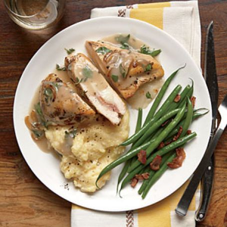 Stuffed Chicken & Herb Gravy with Creamy Polenta