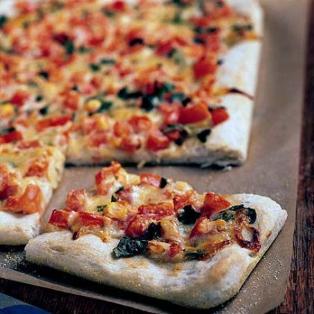 Roasted Garlic, Tomato, and Basil Squares