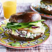 Chicken Bagel Sandwiches with Bacon-Walnut Cream Cheese