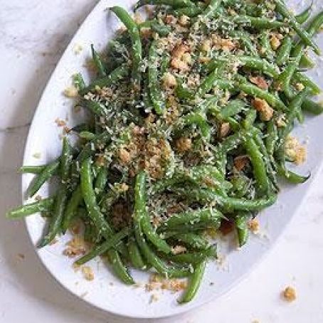 Green Beans with Meyer Lemon Vinaigrette & Parmesan Breadcrumbs
