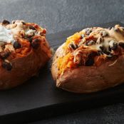 Microwave Stuffed Sweet Potatoes with Chicken and Black Beans