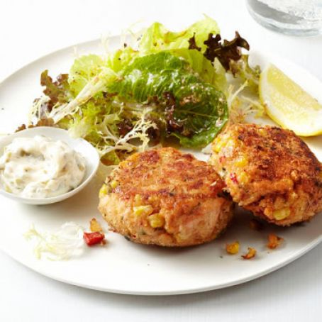 Salmon- Cakes with salad