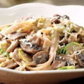 Creamy Fettucine with Brussels Sprouts and Mushrooms