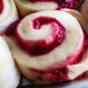 Raspberry Cinnamon Rolls with Cream Cheese Frosting