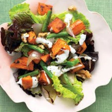 Red-Leaf Salad with Roasted Sweet Potatoes