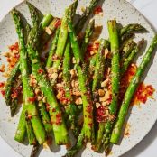 Blistered Asparagus with Peanut-Coconut Sprinkle