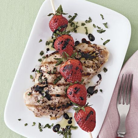 Grilled Chicken and Strawberries with Balsamic Syrup