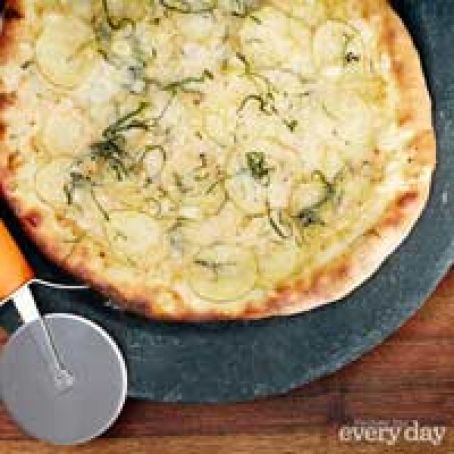 Pizza with Roasted Garlic, Potato, Sage, Fontina and Truffle