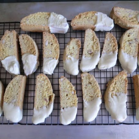 White Chocolate Dipped Lemon-Almond Biscotti