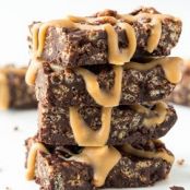 Vegan - Mini Crunch Bars with Peanut Butter Shell Drizzle