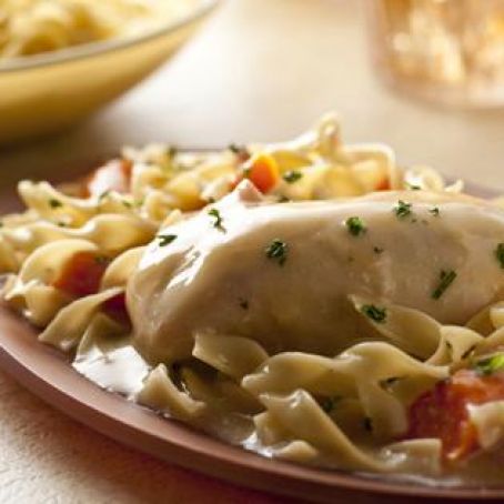 Slow Cooker Golden Chicken with Noodles