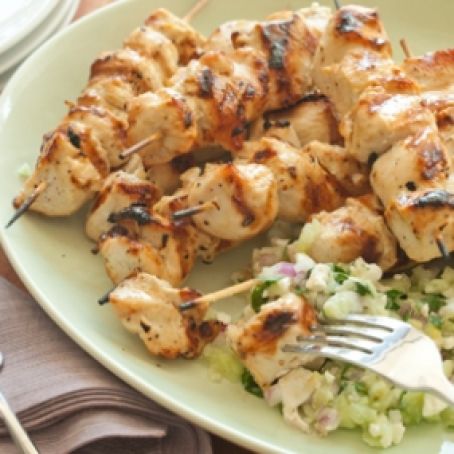 Chicken Kabobs with Feta-Cucumber Salsa