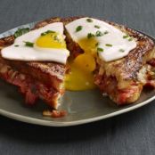 French Toast with Bacon, Onion and Tomato Jam