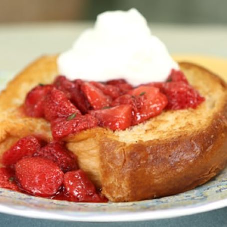 Grilled Brioche with Warm Honey Strawberries