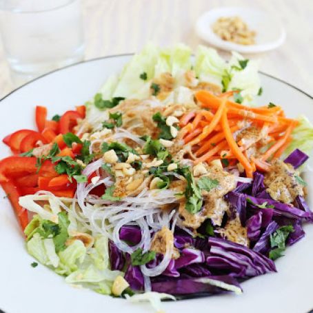 Spring Roll Salad with Spicy Peanut Dressing