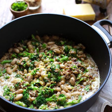 Broccoli Cheese Rice with White Beans