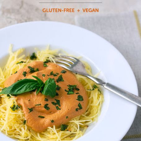 Creamy Roasted Red Pepper Sauce with Spaghetti Squash