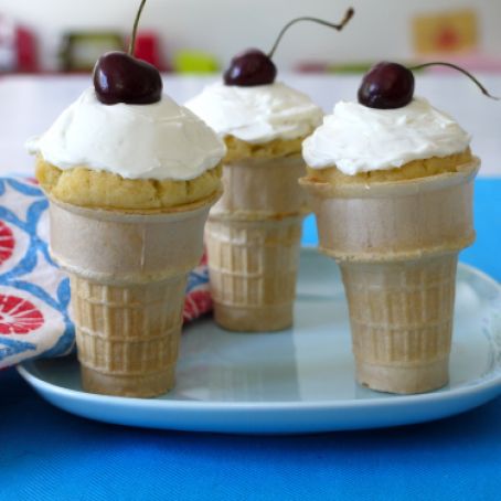 Vanilla Cupcakes in a Cone
