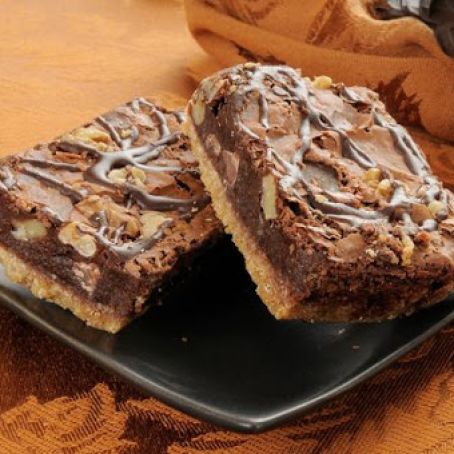 Walnut Brownie Shortbread Bars