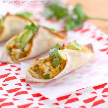 Chicken Verde Wonton Tacos