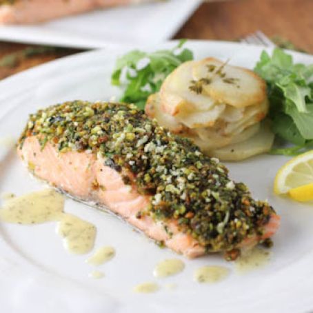 Pistachio Pesto Crusted Salmon