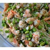 Couscous. Edamame and Shrimp Salad