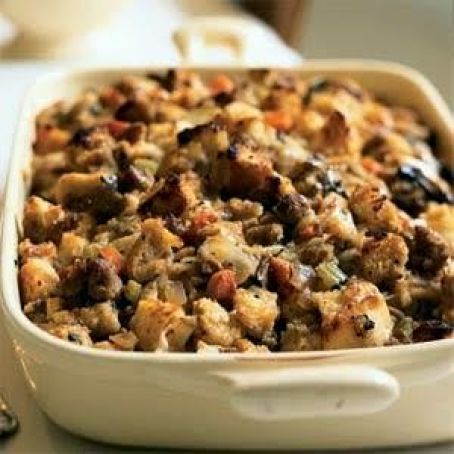 Sourdough Stuffing with Pears and Sausage