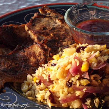 Marinated Boneless Pork Slices with Rice