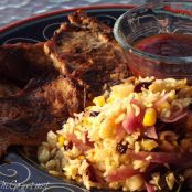 Marinated Boneless Pork Slices with Rice