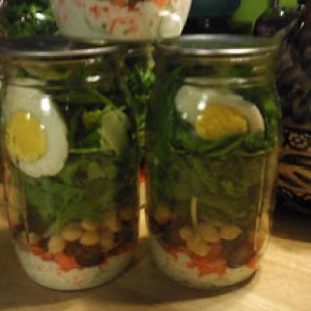 Mason Jar Salads with Avocado Salad Dressing