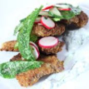 Milanese Lamb Blade Chops with Tzatziki and Radish Salad