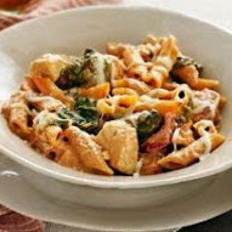 Three-Cheese Chicken Penne Pasta Bake