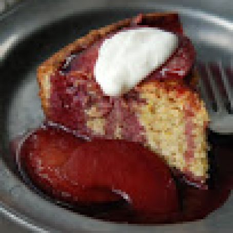 Almond and Orange Cake with Poached Plum Compote