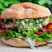 Tequila Lime Grilled Chicken Sandwich with Guacamole and Roasted Jalepeno Mayo