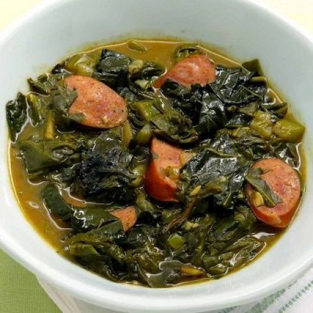 Green Gumbo with Smoked Sausage