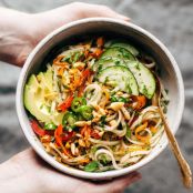 spring roll bowls with sweet garlic lime sauce
