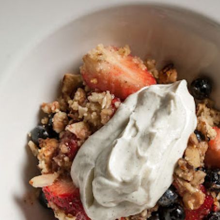 Berry Crisp with Vanilla-Goat Cheese Mousse