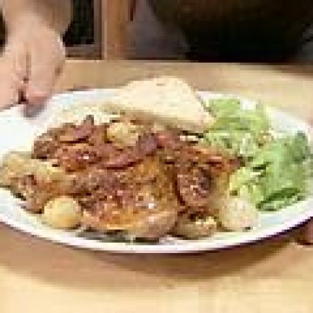Cornish Game Hen with Bacon and Onions